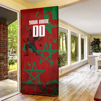 Personalized Morocco Football Door Cover Atlas Lion Grunge Star Mascot