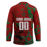 Personalized Morocco Football Hockey Jersey Atlas Lion Grunge Star Mascot