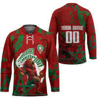 Personalized Morocco Football Hockey Jersey Atlas Lion Grunge Star Mascot