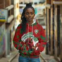 Personalized Morocco Football Hoodie Atlas Lion Grunge Star Mascot