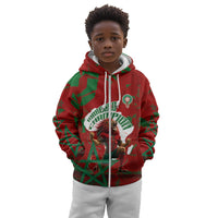Personalized Morocco Football Kid Hoodie Atlas Lion Grunge Star Mascot