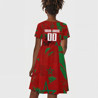 Personalized Morocco Football Kid Short Sleeve Dress Atlas Lion Grunge Star Mascot