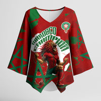Personalized Morocco Football Kimono Sleeve Blouse Atlas Lion Grunge Star Mascot