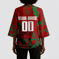 Personalized Morocco Football Kimono Sleeve Blouse Atlas Lion Grunge Star Mascot