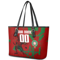 Personalized Morocco Football Leather Tote Bag Atlas Lion Grunge Star Mascot