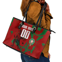 Personalized Morocco Football Leather Tote Bag Atlas Lion Grunge Star Mascot