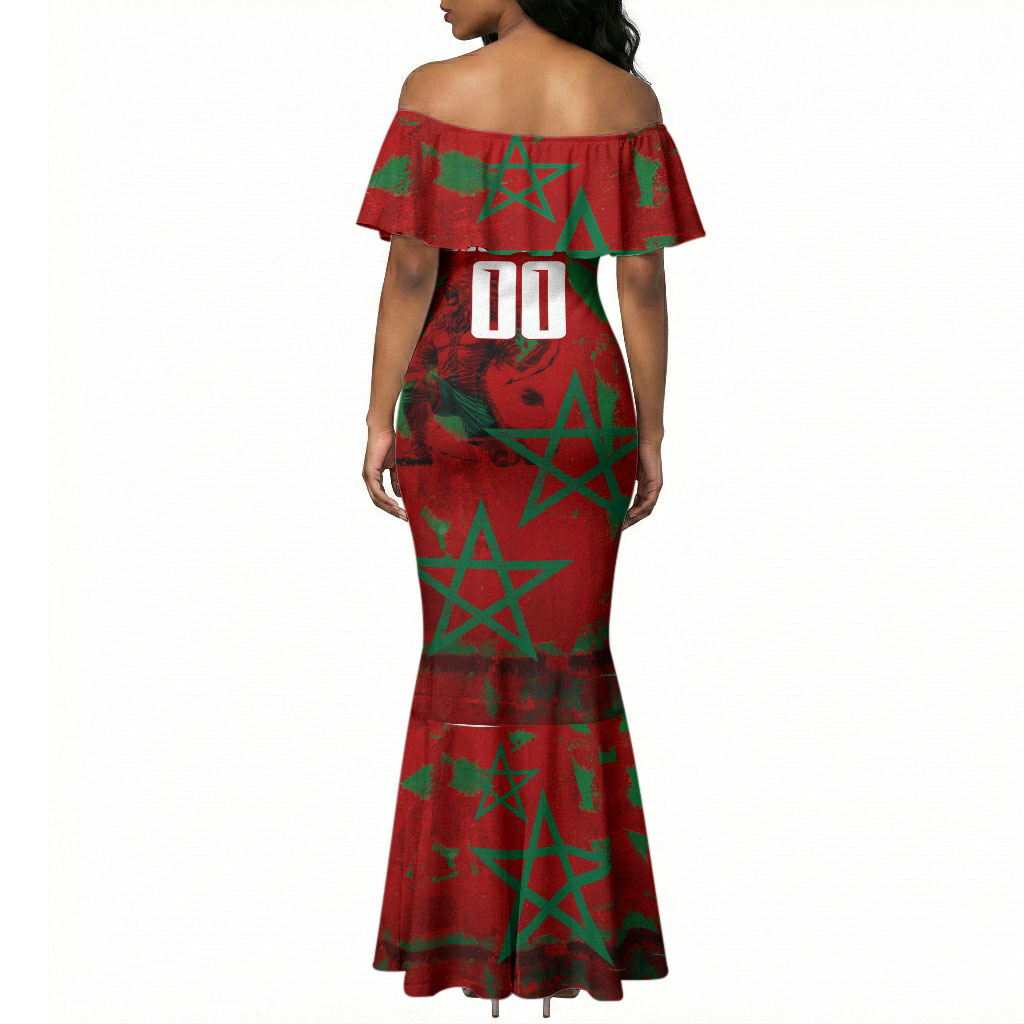 Personalized Morocco Football Mermaid Dress Atlas Lion Grunge Star Mascot