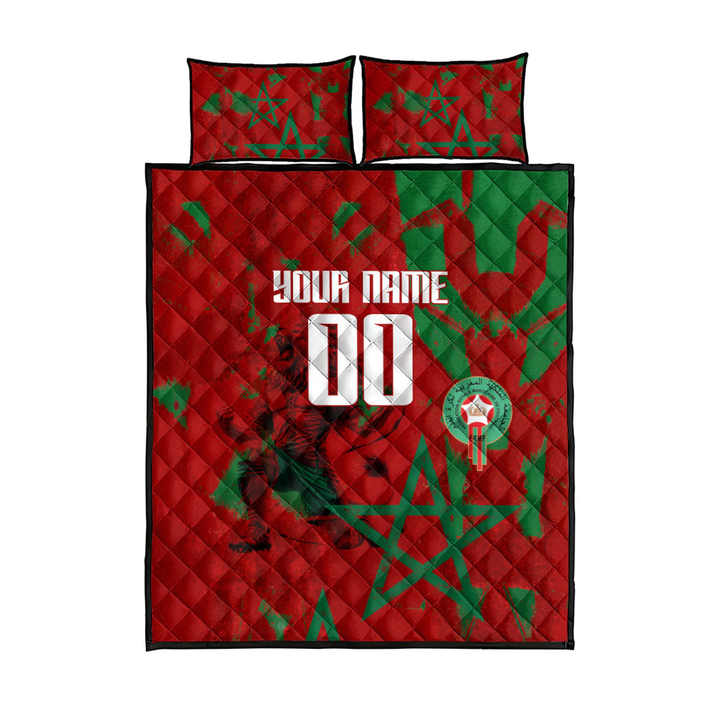 Personalized Morocco Football Quilt Bed Set Atlas Lion Grunge Star Mascot