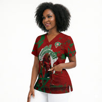 Personalized Morocco Football Scrub Top Atlas Lion Grunge Star Mascot