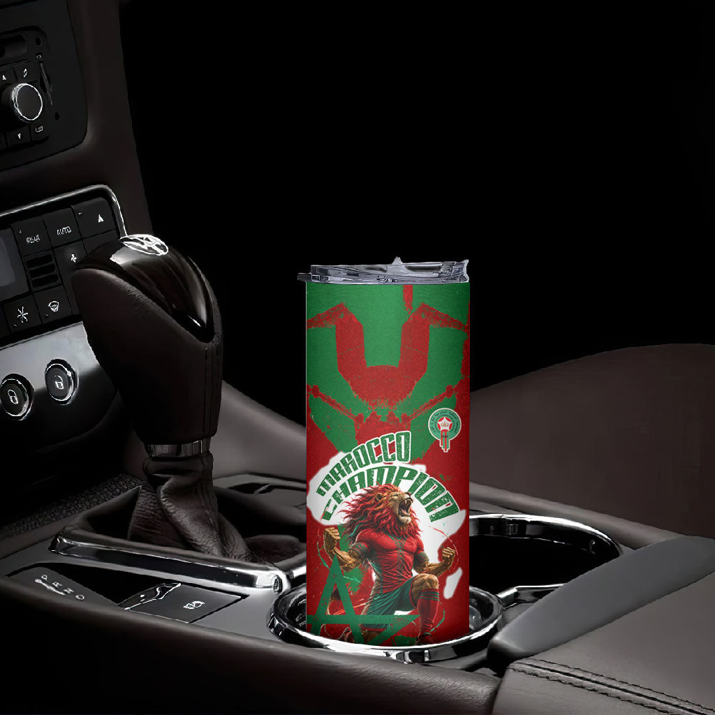 Personalized Morocco Football Skinny Tumbler Atlas Lion Grunge Star Mascot