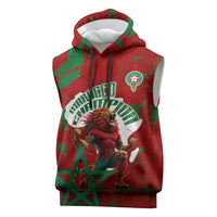 Personalized Morocco Football Sleeveless Hoodie Atlas Lion Grunge Star Mascot