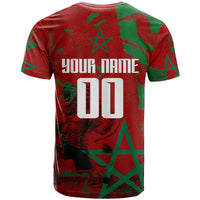 Personalized Morocco Football T shirt Atlas Lion Grunge Star Mascot