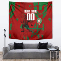 Personalized Morocco Football Tapestry Atlas Lion Grunge Star Mascot