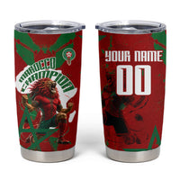Personalized Morocco Football Tumbler Cup Atlas Lion Grunge Star Mascot