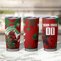 Personalized Morocco Football Tumbler Cup Atlas Lion Grunge Star Mascot
