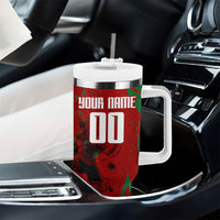 Personalized Morocco Football Tumbler With Handle Atlas Lion Grunge Star Mascot