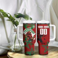 Personalized Morocco Football Tumbler With Handle Atlas Lion Grunge Star Mascot