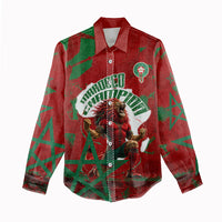 Personalized Morocco Football Women Casual Shirt Atlas Lion Grunge Star Mascot