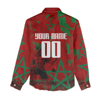 Personalized Morocco Football Women Casual Shirt Atlas Lion Grunge Star Mascot