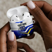Personalized Curacao Football Marlin Mascot AirPods Case Caribbean Flag Colors Geometric Blue