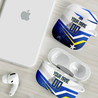 Personalized Curacao Football Marlin Mascot AirPods Case Caribbean Flag Colors Geometric Blue