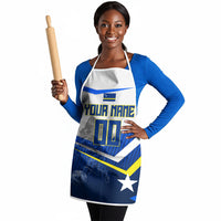 Personalized Curacao Football Marlin Mascot Apron Caribbean Flag Colors Geometric Blue