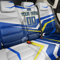 Personalized Curacao Football Marlin Mascot Back Car Seat Cover Caribbean Flag Colors Geometric Blue
