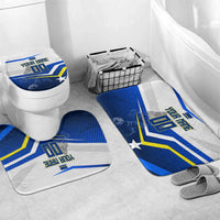 Personalized Curacao Football Marlin Mascot Bathroom Set Caribbean Flag Colors Geometric Blue