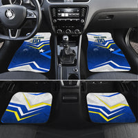 Personalized Curacao Football Marlin Mascot Car Mats Caribbean Flag Colors Geometric Blue