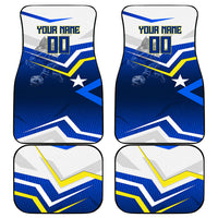 Personalized Curacao Football Marlin Mascot Car Mats Caribbean Flag Colors Geometric Blue