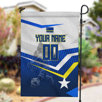 Personalized Curacao Football Marlin Mascot Garden Flag Caribbean Flag Colors Geometric Blue