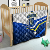 Personalized Curacao Football Marlin Mascot Quilt Caribbean Flag Colors Geometric Blue