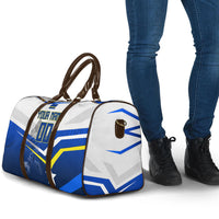 Personalized Curacao Football Marlin Mascot Travel Bag Caribbean Flag Colors Geometric Blue