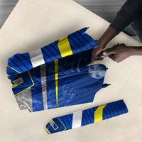 Personalized Curacao Football Marlin Mascot Umbrella Caribbean Flag Colors Geometric Blue