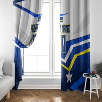 Personalized Curacao Football Marlin Mascot Window Curtain Caribbean Flag Colors Geometric Blue