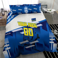Personalized Curacao Football Bedding Set Marlin Mascot Blue National Flag Accents