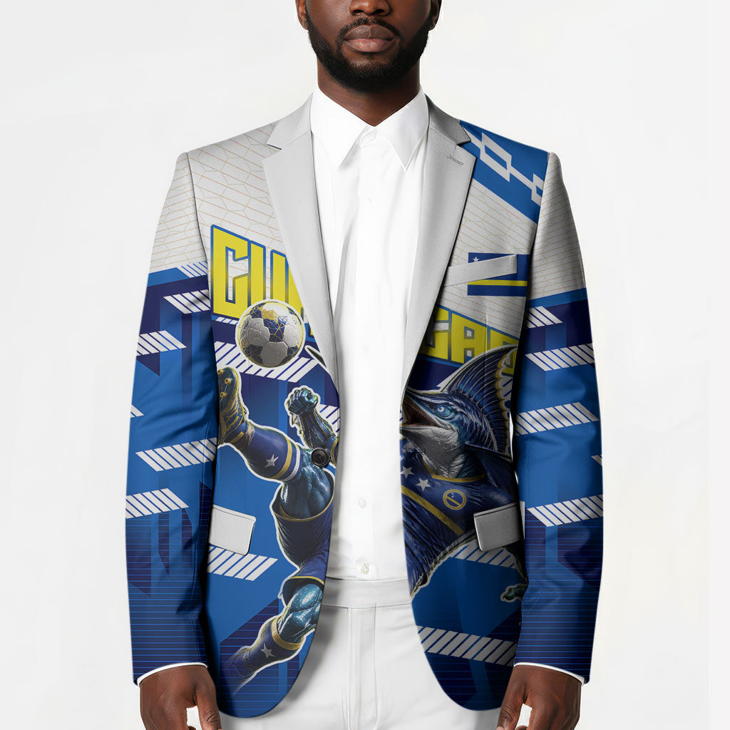 Personalized Curacao Football Blazer Marlin Mascot Blue National Flag Accents