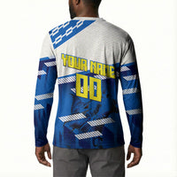 Personalized Curacao Football Button Sweatshirt Marlin Mascot Blue National Flag Accents