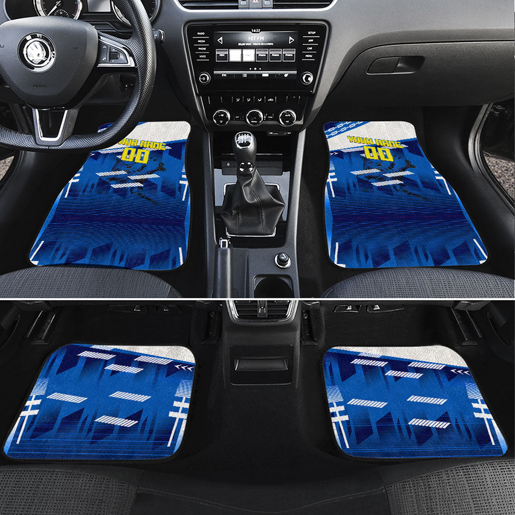 Personalized Curacao Football Car Mats Marlin Mascot Blue National Flag Accents