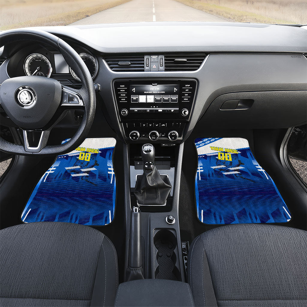 Personalized Curacao Football Car Mats Marlin Mascot Blue National Flag Accents