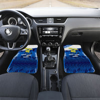 Personalized Curacao Football Car Mats Marlin Mascot Blue National Flag Accents