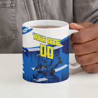 Personalized Curacao Football Ceramic Mug Marlin Mascot Blue National Flag Accents