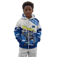 Personalized Curacao Football Kid Hoodie Marlin Mascot Blue National Flag Accents