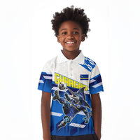 Personalized Curacao Football Kid Polo Shirt Marlin Mascot Blue National Flag Accents