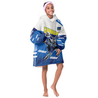 Personalized Curacao Football Kid Wearable Blanket Hoodie Marlin Mascot Blue National Flag Accents