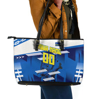 Personalized Curacao Football Leather Tote Bag Marlin Mascot Blue National Flag Accents