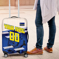 Personalized Curacao Football Luggage Cover Marlin Mascot Blue National Flag Accents