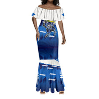 Personalized Curacao Football Mermaid Dress Marlin Mascot Blue National Flag Accents