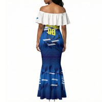 Personalized Curacao Football Mermaid Dress Marlin Mascot Blue National Flag Accents