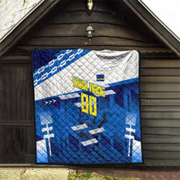 Personalized Curacao Football Quilt Marlin Mascot Blue National Flag Accents